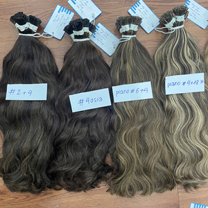 Produit phare : Cheveux naturels ondulés en trame, kératine capillaire, double épaisseur, cheveux humains vierges vietnamiens de haute qualité - Product Image 1