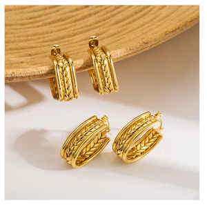 18K Gold Plated Waterproof Stainless Steel Earrings Set Fine Heart <b>Wheat</b> & Pearl Free Jewelry Indian Gift from Women's Suppliers - Product Image 1