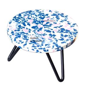 Elegant Terrazzo Resin Cake Serving Stand with Metal Legs Modern Dessert Display Platter for Parties, Weddings,Home Entertaining - Product Image 1