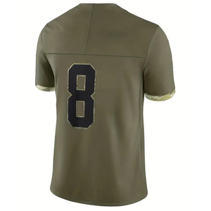Maillot de football pour homme vert olive à col en V, numéro 8, manches courtes, en polyester anti-humidité, tenue d'équipe - Product Image 3