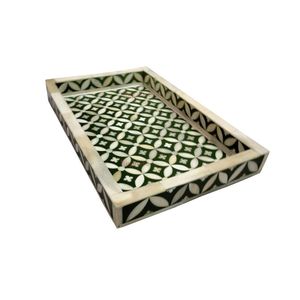Bandeja de servicio con incrustaciones de hueso de diseño floral para el hogar y los restaurantes Bandeja de decoración de mesa con patrones intrincados - Product Image 1