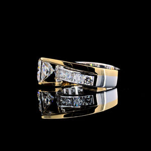Custom Lab-Grown Round Brilliant Cut Moissanite Rhodium Plated <b>Cocktail</b> <b>Ring</b> Yellow <b>Gold</b> Engagement Wedding Party - Product Image 6