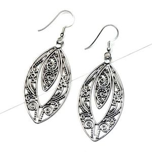 Pendientes de plata de ley 92,5 hechos a mano para mujer y niña, joyería de moda ovalada, NSJ-918 al por mayor - Product Image 1