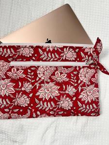 Manufacturer Custom Logo Handmade <b>Quilted</b> Cosmetic Bag Portable Corduroy Flower Laptop Bag Soft Cotton Makeup Bag - Product Image 5