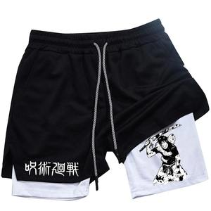 Venta al por mayor 2 en 1 Anime rendimiento pantalones cortos logotipo personalizado gimnasio entrenamiento pantalones cortos para correr con forro de compresión interior OEM ropa deportiva - Product Image 1