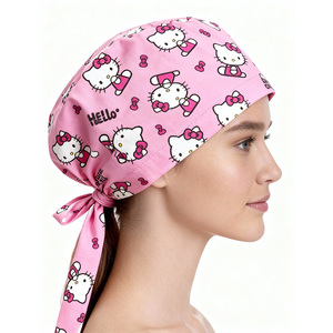 Gorros Médicos Unisex Personalizados con Estampado de Dibujos Animados, Gorros de Algodón para Enfermeras con Botón, Gorros de Veterinario para Dentistas y Enfermeras, Uniformes de Hospital - Product Image 6