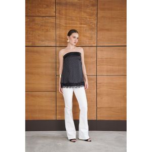 Bustier en satin à pois avec détails en dentelle - [object Object] - Product Image 3
