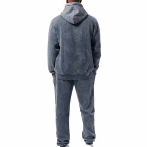 Men's Acid Wash <b>Tie</b>-<b>Dye</b> Printed 100% Bamboo Fiber Fleece-Lined Lightweight Winter Tracksuit with Zipper Fly - Product Image 3