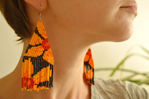 Pendientes florales, Pendientes únicos, Pendientes colgantes con flecos, Pendientes con cuentas, Pendientes bohemios - Product Image 3