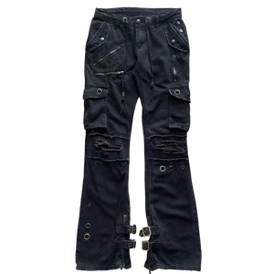 Pantalones Acampanados <span class=keywords><strong>Rock</strong></span> 'n' Roll Revival, Vaqueros Casuales de Algodón con Múltiples Bolsillos y Parches - Product Image 2