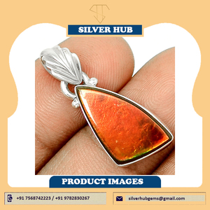 Pendentif Unique en argent Sterling 925 Ammolite fait à la main de qualité supérieure à vendre - Product Image 4