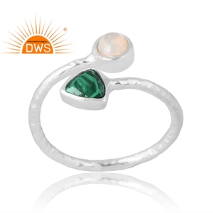 Tendance vente 925 argent sterling naturel éthiopien opale et malachite bague en pierres précieuses fabricant de bijoux personnalisés - Product Image 1