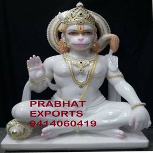 Statue en marbre artisanale élégante et traditionnelle du Seigneur Hanuman Ji, sculpture de divinité hindoue indienne pour l'intérieur, le jardin, le temple, utilisation en gros - Product Image 3