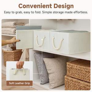 Panier de rangement pliable personnalisé OEM, cubes et bacs avec poignées, tissu moderne de luxe, rangement pour chaussures de placard, vente en gros - Product Image 5