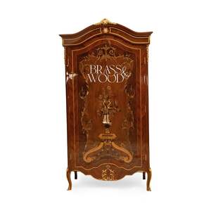 Armario de Estilo Francés de Lujo en Madera de Caoba con Incrustaciones Florales Intrincadas y Acabado de Alto Brillo para Decoración de Dormitorios de Palacio - Product Image 4