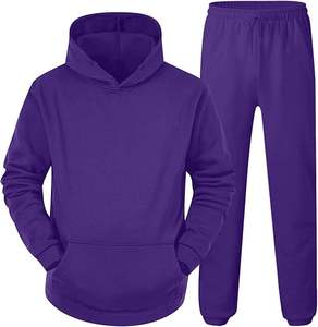 SERVICIO RÁPIDO Invierno Hombres Con Capucha Conjuntos de chándal sólido Manga larga Cremallera completa Chándal Chaquetas y pantalones activos Trajes de 2 piezas - Product Image 6