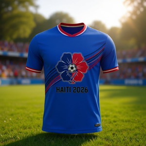 Maglia da tifoso di calcio Haiti 2026 WC, colori bandiera Caraibi, T-shirt unisex, regalo per i tifosi dei tornei internazionali - Product Image 3