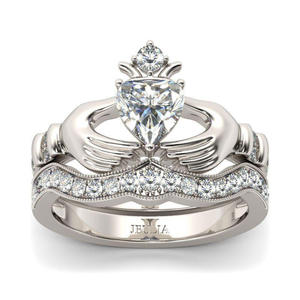Ensemble de bagues couronne Claddagh en argent sterling Jeulia pour mariage - Product Image 1