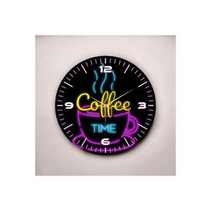 Silenzioso orologio da parete in legno da 50cm color Neon con stampa del <span class=keywords><strong>tempo</strong></span> del caffè regalo <span class=keywords><strong>per</strong></span> la casa o l'ufficio - Product Image 2