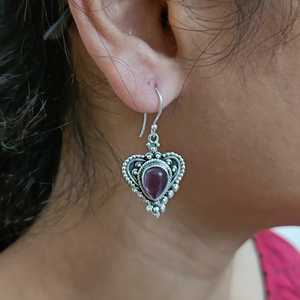 Handmade 925 Sterling <b>Silver</b> <b>Dangle</b> Drop <b>Earrings</b> Gold Plated with Heart Flower Shape for Wedding Featuring Pearls Diamonds - Product Image 4