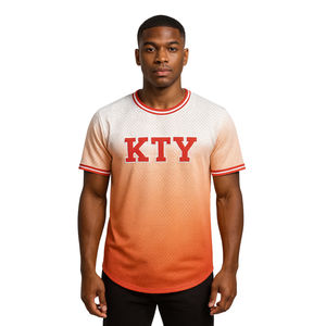 Camiseta de béisbol personalizada KAP desgastada, 100% poliéster de malla, para fraternidad, con logotipos bordados y aplicados. - Product Image 1