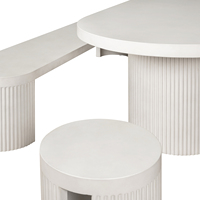 Mesa de Comedor de Hormigón Moderna y Ecológica, Ovalada, para 8 Personas, con Impresión de Logotipo Gratuita, para Uso Comercial en Hoteles y Entradas, Precio al por Mayor