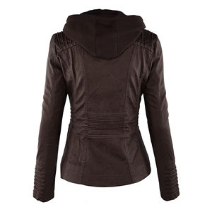 Chaqueta de Motocicleta de Cuero Genuino para Mujer, Piel de Oveja, Cuello Alto, Resistente al Viento, Cierre de Cremallera, para Otoño, Primavera e Invierno - Product Image 2