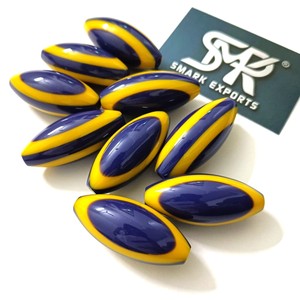 Perles en résine ovale bleu jaune perles artisanales rayées idéales pour la fabrication de bijoux colliers à faire soi-même bracelets et modèles de mode - Product Image 4