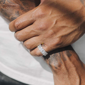 Llamativo anillo de Hip Hop en plata de ley 925 con estilo cubano y diamantes cultivados en laboratorio de corte brillante redondo para hombres - Product Image 2