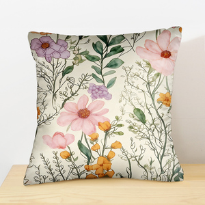 Fundas de Almohada Cuadradas Estéticas Vintage con Cierre de Cremallera y Diseño Floral, 18x18, Aspecto Piel de Durazno, para Decoración del Hogar, Cama y Sofá - Product Image 1