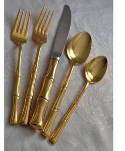 Juego de cubiertos de acero inoxidable con mango de resina Color azul Uso de cena Cuchillo de cocina de acero espejado de lujo Tenedor Cuchara Cubiertos - Product Image 6