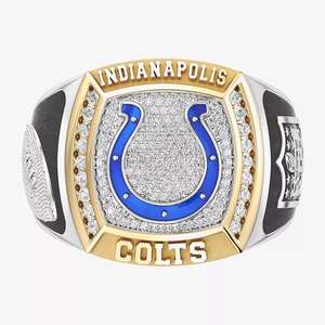แหวนแชมป์ Indianapolis Colts แบบปรับแต่งได้เต็มที่สำหรับผู้ชาย คลาสสิกสองสี แบบกำหนดเองสำหรับโรงเรียนมัธยม วิทยาลัย ฮิปฮอป ประดับเพชรโมอิสซาไนต์ - Product Image 1
