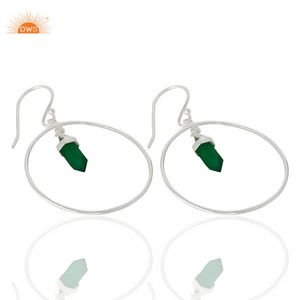 Handcrafted 925 Sterling Silver 18k Gold Plated Natural <b>Green</b> Onyx Gemstone Dangle <b>Earring</b> for Women Jewelry Manufacturer - Product Image 2