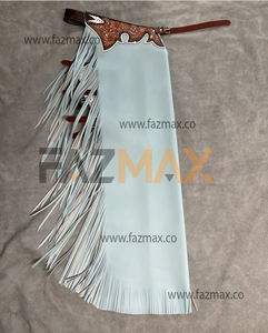 Chaps Western Cowboy faits à la main pour sports de plein air avec franges chaps de course de chevaux en cuir originaux - Product Image 4