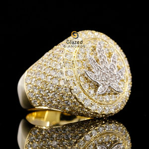 แหวนฮิปฮอปของผู้ชายถูกทำให้เย็นลงด้วยเพชรที่เจียระไน10Kt สีเหลืองทองสำหรับงานแต่งงานได้รับการรับรองจาก IGI - Product Image 2