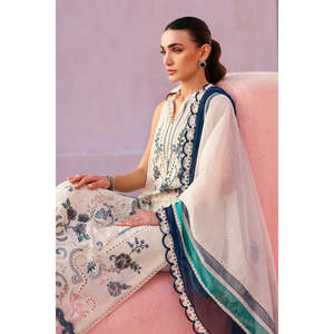 Maria.B. Sari en coton brodé de luxe, Salwar Kameez, Choli, Lehenga Choli - Robe pakistanaise Eid Edit'26-D-2609-B-TC-1628 - Product Image 4