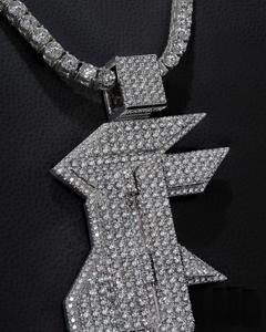 Colgante de Lujo Unisex de Plata de Ley 925 con Oro Rosa y Diamante Moissanita, Joyería Hip Hop Totalmente Adornada, Diseño Personalizable para - Product Image 4