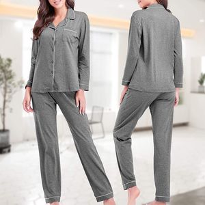 Ensemble de pyjama classique long et confortable doux pour femmes ODM Supply Taille élastique boutonnée avec caractère de fruits pour les vêtements de maison - Product Image 5
