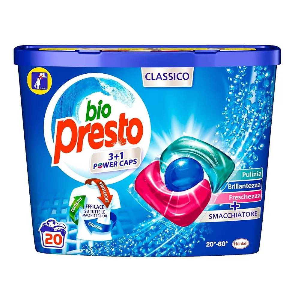 Bio Presto Bio Presto Power Caps chất tẩy rửa cổ điển từ viên nang, 20 lần rửa-240g-