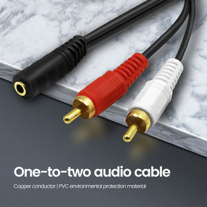 2*3.5mm RCA Mâle 3.5mm Femelle 20cm Câble Audio Coaxial Vert PVC Veste Flexible 4K pour Microphone Voiture Multiple Disponible - Product Image 2