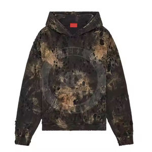 Venta caliente personalizado bajo MOQ desgastado Sudadera con capucha de calidad superior aspecto elegante ropa de calle sudaderas con capucha de mezcla de algodón - Product Image 1