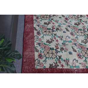 พรมวินเทจขนาด 3.6x6.6 ฟุต พรมตุรกี พรมลายตารางสีแดงทำจากขนสัตว์ - Product Image 3