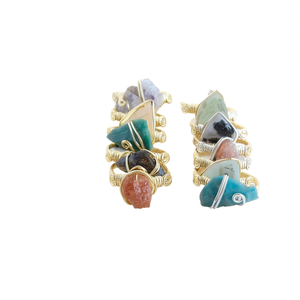 Gold Plated Fashion <b>Rings</b> with Raw <b>Crystal</b> Stones for Resale in Boutiques - Product Image 3
