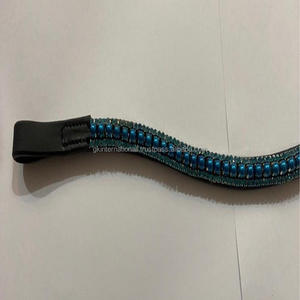 Correa de cuero hecha a mano para cejas de caballo, accesorio con perlas y cristales de 3 filas prémium, combinación ostentosa - Product Image 6