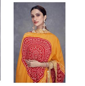 ชุดสูทซาลวาร์คาเมซแบบดั้งเดิมผ้าไหมโรมันพร้อมกระจกใส่ไปงานปาร์ตี้ของผู้หญิง - Product Image 1