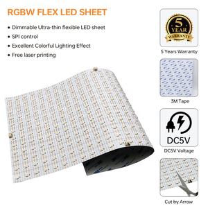 Feuille lumineuse LED matricielle numérique RAYMATES SPI DC24V SMD5050 RGB, panneau LED flexible découpable 20W, feuille de rétroéclairage LED - Product Image 4