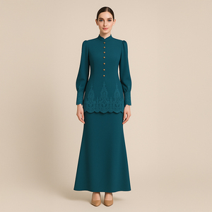 2025 Baju kurung สีดำสไตล์ลำลอง, อบายาแขนยาวหรูหรามีให้เลือกขนาดพิเศษ - Product Image 6