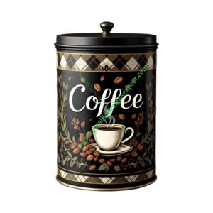 Boîte à café en métal hermétique vintage élégante couverture de conception de haricot classique pour décor de mariage stockage des aliments ensemble de cuisine inclus - Product Image 1