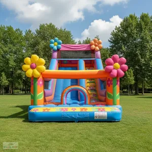 Grand toboggan gonflable d'extérieur sur le thème des fleurs avec bâche en PVC haute densité - Product Image 2