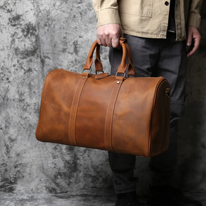 Nouveautés Sac de sport en cuir pour hommes Sac en cuir de vachette Sac de voyage en cuir véritable de voyage pour hommes et femmes - Product Image 4